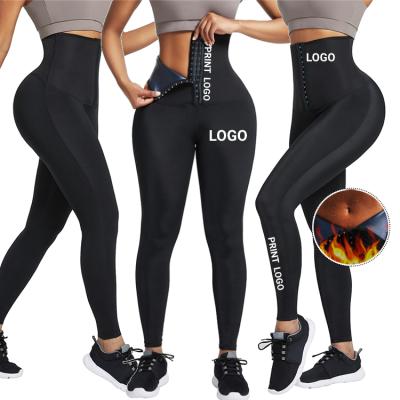 China Logo Waist Yoga Pants Waist Trainer Corset Leggings Neoprene Sauna Sweat Abdomen Antibacterial Custom Fitness Trimmer for sale