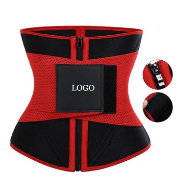 China Custom Logo Women Adult Fitness Red Compression Elasticity Belt Slimming Back Support Neoprene Waist Trimmer Belt for sale