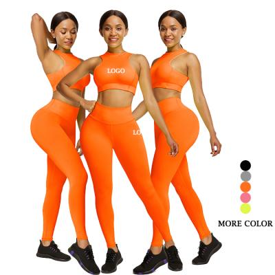 China 2020 Summer Latest Design Women Gym Breathable Wear High Waist Yoga Pants Two Piece Set Fitness Wear for sale