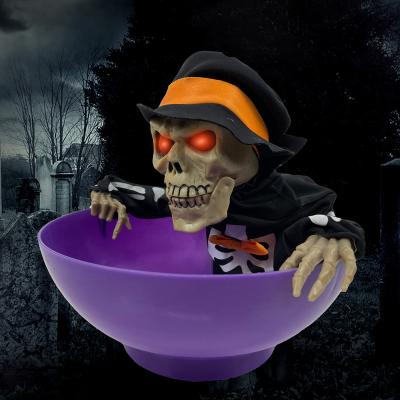 China Halloween Decorations Indoor Animatronic Halloween Decorations Purple Skeleton Fruit Bowl for sale