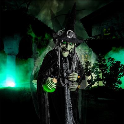 China 36 Inch Indoor Outdoor Haunted House Props Outdoor Decorations Animatronics Led Potion Dancing Halloween Witches for sale