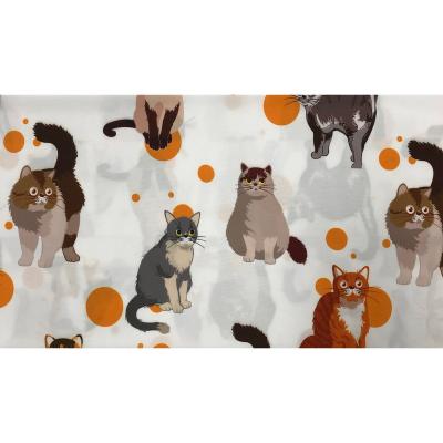 China Memory Design Cartoon Cat Print Microfiber Fabric Home Textile 100% Polyester New Woven Textile Fabric For Kids Bedding for sale