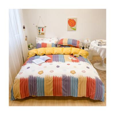 China 2022 New Design Textile Polyester Microfiber Cloth Sheet Colorful Home Bedding Set Anti-Static for sale