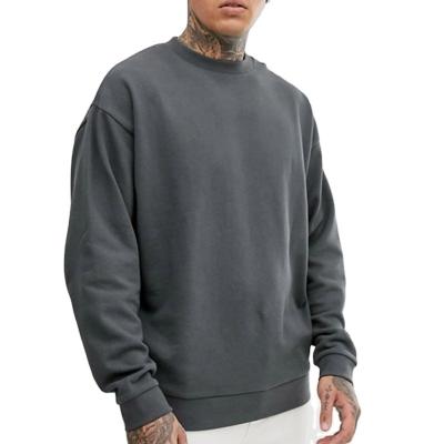 China Lightweight Anti-Wrinkle Drop Shoulder Plain Long Sleeve Oversized Pullover Men White Crewneck Custom Sweatshirt for sale