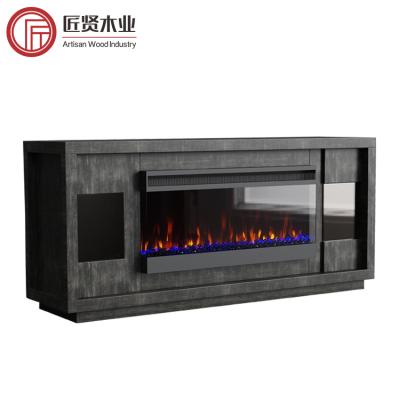 China (Other) New Arrival Luxury Adjustable Living Room RGB Led TV Cabinet Furniture Fireplace TV Stand Modern Wood TV Console for sale