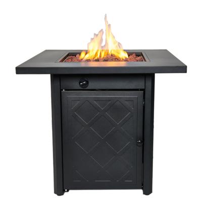 China Garden Patio Furniture Square Steel Gas Fire Pit Table Firepit Burner Fire Pit Dining Table for sale