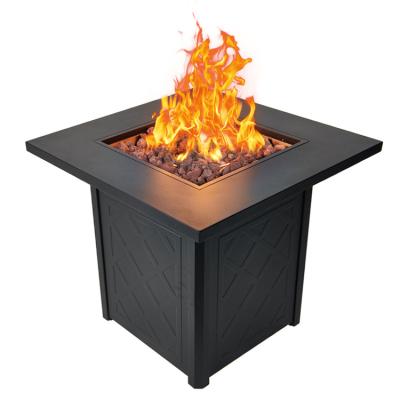 China 28 Inch Stocked Patio 50,000 Btu Firetable Outdoor Propane Fire Pit Table Metal Gas Fire Pit for sale