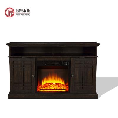 China Hotel factory sales 3d flames indoor tv stand electric fireplace with black mantel for sale