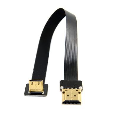 China PCB 90 Degree Down Angled HDMI Type A Male To Male FPV HDTV FPC Flat Ribbon Cable 20cm for sale