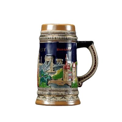 China Sustainable OEM Customized 3D Hand-Painting Sculpt Artistic Budapest Style Beer Mug for sale