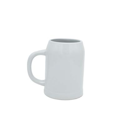 China Viable Affordable Cheap Glazed Ceramic Stoneware White Beer Mug Sublimation for sale