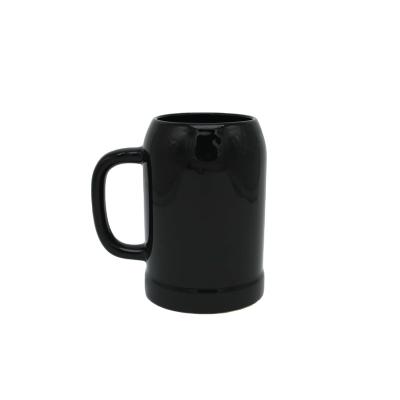 China Pure Black Color Stoneware Viable Glazed Ceramic Beer-Drinking Mug for sale