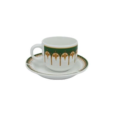 China Hot Selling Ceramic Coffee Cups And Saucers Viable Factory Appropriate Price Quality New Gold Decal Coffee Cups And Saucers for sale