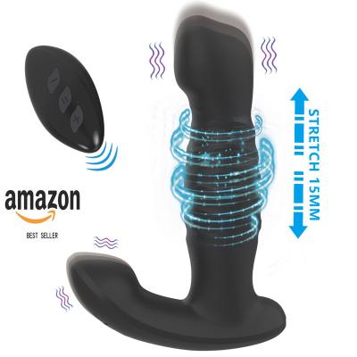 China Amazon Best Selling Pleasure Prostata Massager Prostate Anal Remote Control Thrusting Vibrating Massager Led Anal Plug for sale