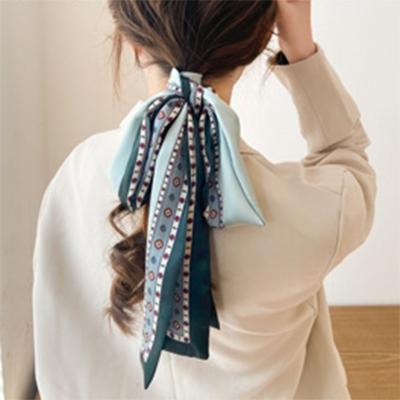 China Long Soft Hair Scarf Ties Scruchies Ribbon Hair Bands Shapes Floral Print Headband Girls Ponytail Accessories Hair Bands For Women for sale