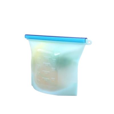 China 2000ml Viable Leakproof Reusable Silicone Food Bag Zipper Storage Containers Holder Zip Locked Silicone Food Storage Bag_Bags for sale