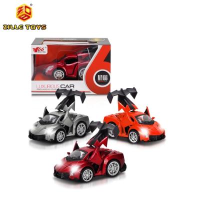 China ZILLE Toy 1:32 Q-Version Electric Diecast Pullback Diecast Metal Car Simulation Vehicle Toys With Music And Lights Three Open Doors for sale