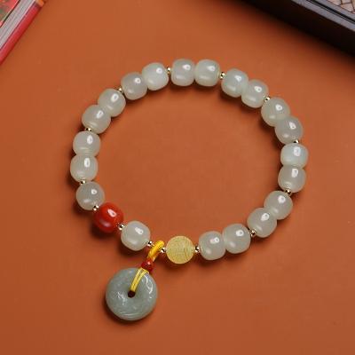 China High quality vintage eco-friendly retro wear security happiness handmade natural hetian jade bracelet for sale