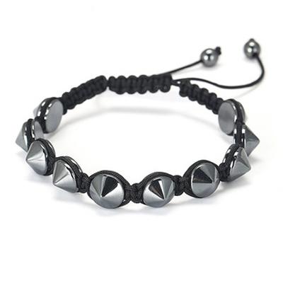 China Fashion Lucky Charm Gallstone Bracelet Natural Black Adjustable Braided Men's Handmade Rope Bracelets for sale