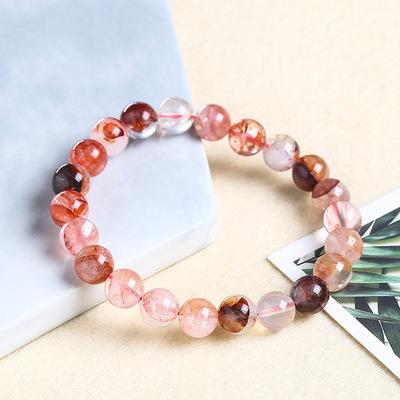 China 2021 Eco-Friendly New Real Natural Jewelry Crystal Stretch Luxury Beaded Bracelets Red Stone for sale