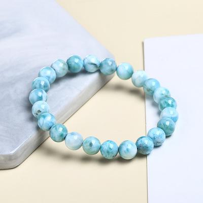 China Natural Blue Gemstone Crystal Round Bead Stretch Larimar Bracelet Best Quality Women Eco Friendly Handmade Jewelry AAA Grade As Birthday Gift for sale