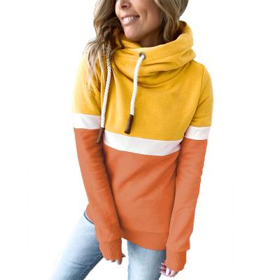 China 2022 Sales Women's Lightweight Anti-pilling Long Sleeve Warm Casual Drawstring Pullover Tops Color Block Hoodies Oversized Sweatshirts for sale