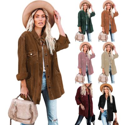 China 2022 New Arrivals Casual Long Sleeve Anti-pilling Button Down Blouses Tops Oversized Women Corduroy Shirts for sale