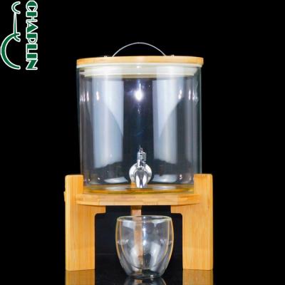 China Hot Water Freshness Preservation 5/8/11L Airtight Juice Beverage Dispenser With Tap Alcohol Ginseng Glass Bottle Drink & Cold Water Dispenser for sale