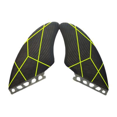 China Stable Fiberglass With Honeycomb Surfboard Fins Size Keel Fin Sets Black In Green Line Color Twin FIN for sale