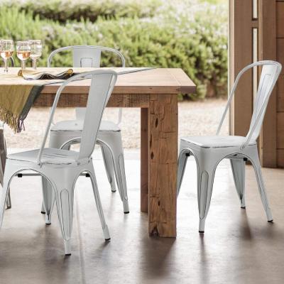 China Hot Sale Metal New Design White Dining Chairs Industrial Modern Design For Outdoor Restaurant French Indoor Cafe for sale