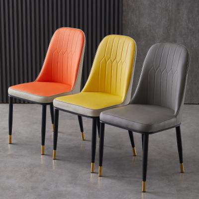 China Modern Luxury Italian Kitchen Chair Comfortable Furniture Upholstered Leather Dining Chair Vintage With Metal Legs For Restaurant And Cafe for sale