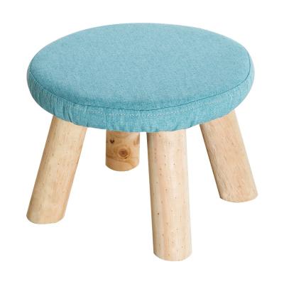 China Living Room Furniture Small Stool Fabric Wood Low Stool Sofa Kids Chair Stool Furniture Living Room for sale