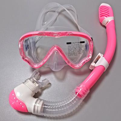 China View 180 Mask Design Tempered Glass Lens Silicone Frameless Swim Wide Skirt And Snorkel Training Diving Set For Kids for sale