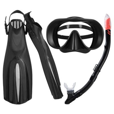 China Factory Supply 180 Wide View Professional Scuba Frameless Scuba Silicone Diving Mask And Snorkel With Fins Set for sale