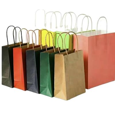 China Eco - Friendly Recycled Materials Kraft Paper Bag With Twisted Handle Reusable Paper Shopping Bags for sale