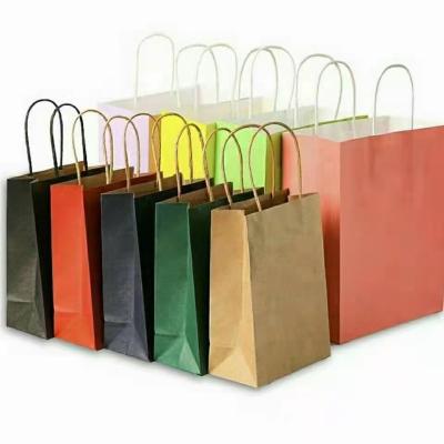 China Eco - Friendly Recycled Materials Kraft Paper Bag With Twisted Handle Reusable Paper Shopping Bags for sale