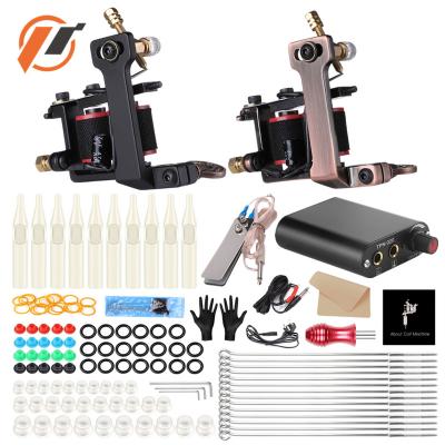 China New Permanent Gilt Machine Set Coil Tattoo Machine Set Good Price Tattoo Kits With Needle for sale