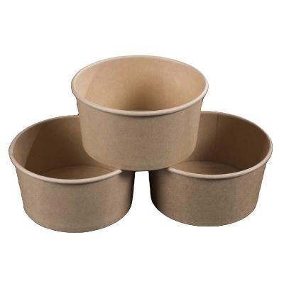 China Recycled Materials Wholesale Price Disposable 6 Cup 7 Pail Rectangular Paper Bowl 24oz 750ml Round Kraft Paper Microwavable Rice Soup Bowl for sale