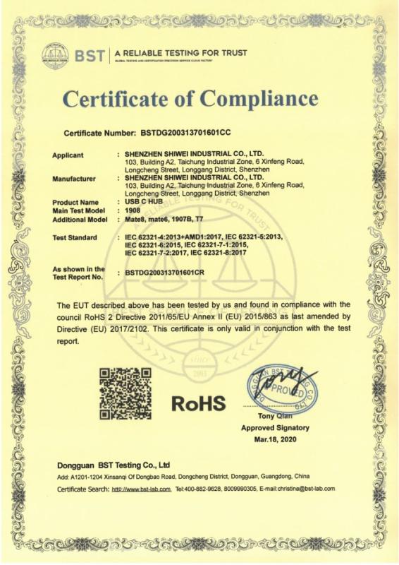 RoHS - Shenzhen Shiwei Industrial Co., Ltd.