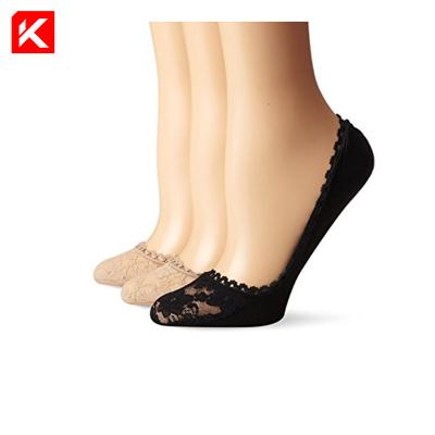 China Antibacterial KT-A1-0280 women lace up footie to thump lace socks for flats for sale