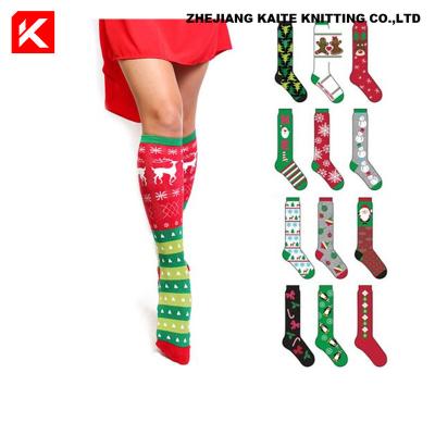 China KT-A1-1022 Christmas Antibacterial Knee Socks Christmas Over The Knee Socks Over The Knee Christmas Socks for sale