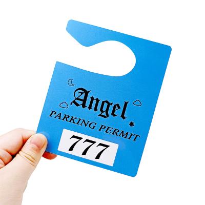 China paper & White Cardboard Custom Paper High Quality Car Parking Permits Label Sticker Printing , Temporary Parking Pass Card Door Hanger Flyer for sale