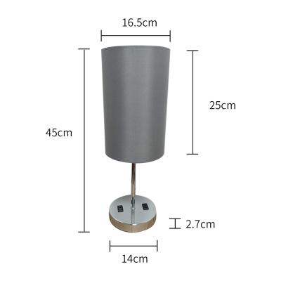 China Modern Gray Round Fabric Cover Touch Switch Villa Decorative Luxury Bedroom Desk Lamp for sale