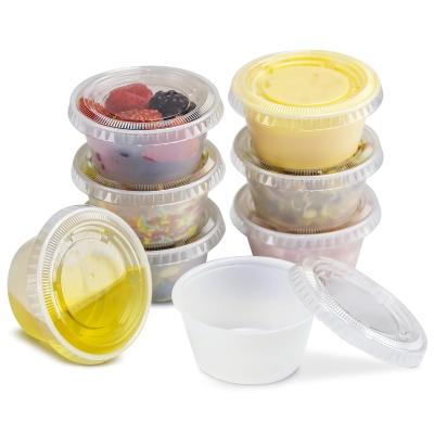 China Recyclable PP/PET Disposable Plastic Clear Sauce Party Cups With Lids for sale