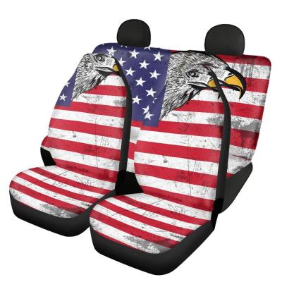 China Durable 5PCS Universal Car Seat Cover America Country Flag Pattern Print Waterproof Car Seat Cover Set Seat Cover For Chair Luxury Car for sale