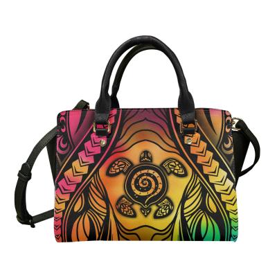 China NATIONAL Women Handbag Polynesian Hawaiian Plumeria And Turtle 3D Printing Women Shoulder Bags Gradient Style Samoan Purse With Long Strap for sale