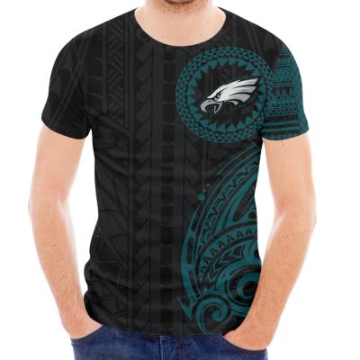 China QUICK DRY Plus Size Men's Custom Team Name /Number Football T Shirts Summer Short Sleeve Tops High Quality Tees With Eagles Logo for sale