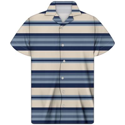 China Custom Made Cross Sleeve Breathable Short Sleeve Shirt Guayabera Cuban Print Design Stripe Lightweight Designer Shirts for sale