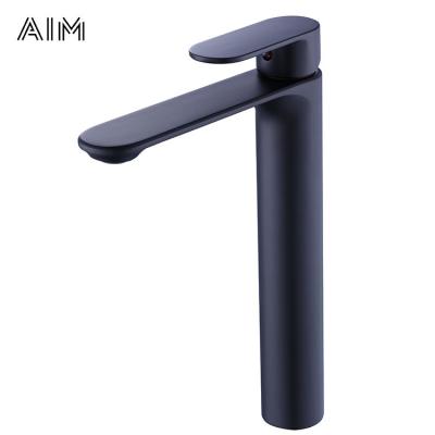 China Copper Switch Push Button Long Basin Mixer Basin Hot And Cold Bathroom Toilet Faucets Black Black Metered Mixer Basin Wash Faucet for sale