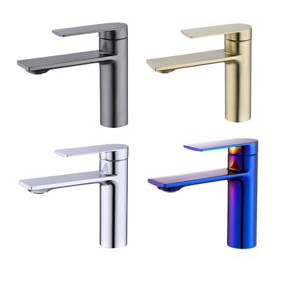 China Metered Faucets Bathroom Taps Basin Mixer New Modern Brass Bathroom Brushed Gold Basin Faucet Mixer Tap for sale